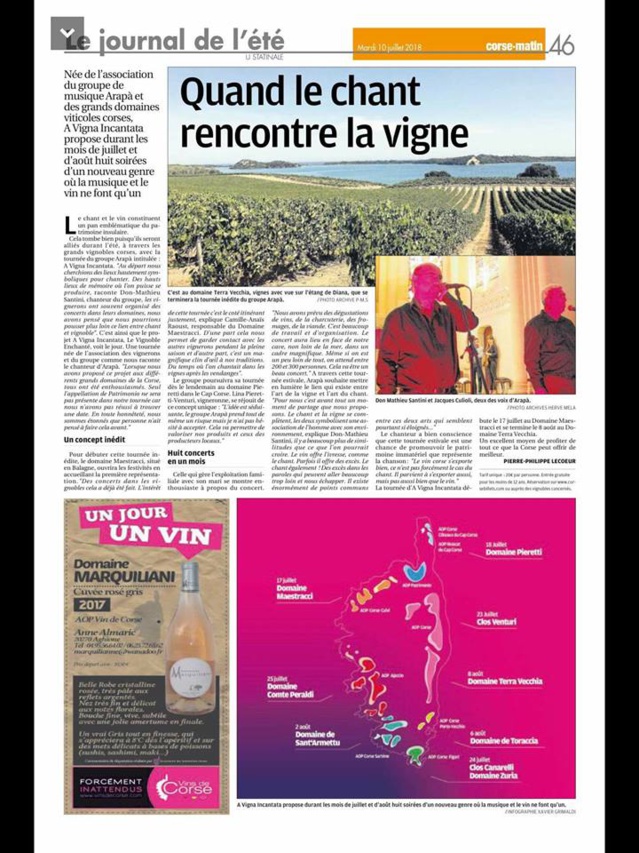 Tournée " A Vigna Incantata cù Arapà " - Juillet / Août 2018