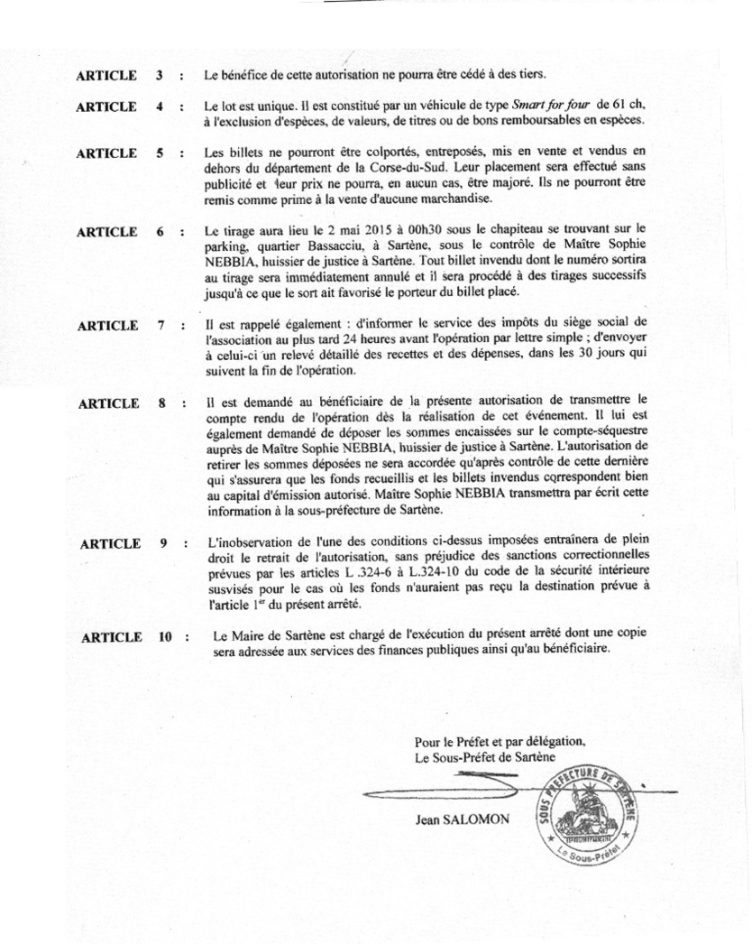 Tombola du Carnaval de SARTENE Tombola du Carnaval de SARTENE